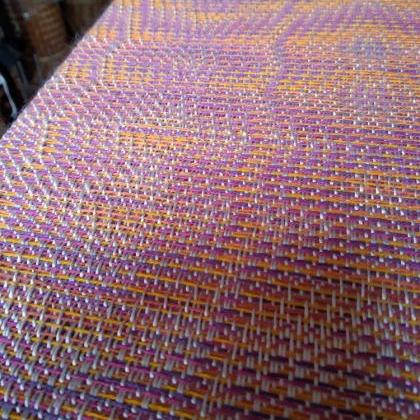 Handwoven runner, cotton and viscos..