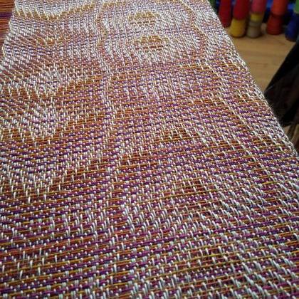 Handwoven runner, cotton and viscos..