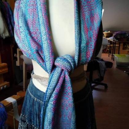 Handwoven shawl-Stole-Colorful scar..