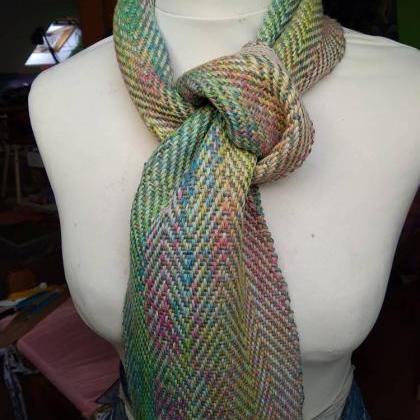Small Hand Woven Scarf, Hand Dyed, Alpaca And..