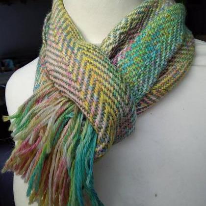 Small hand woven scarf, hand dyed, ..