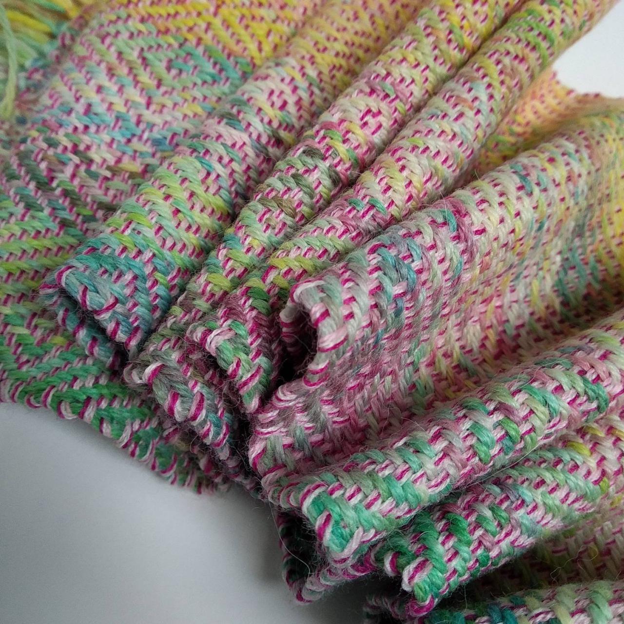 Handwoven hand-dyed scarf, baby scarf, girly scarf