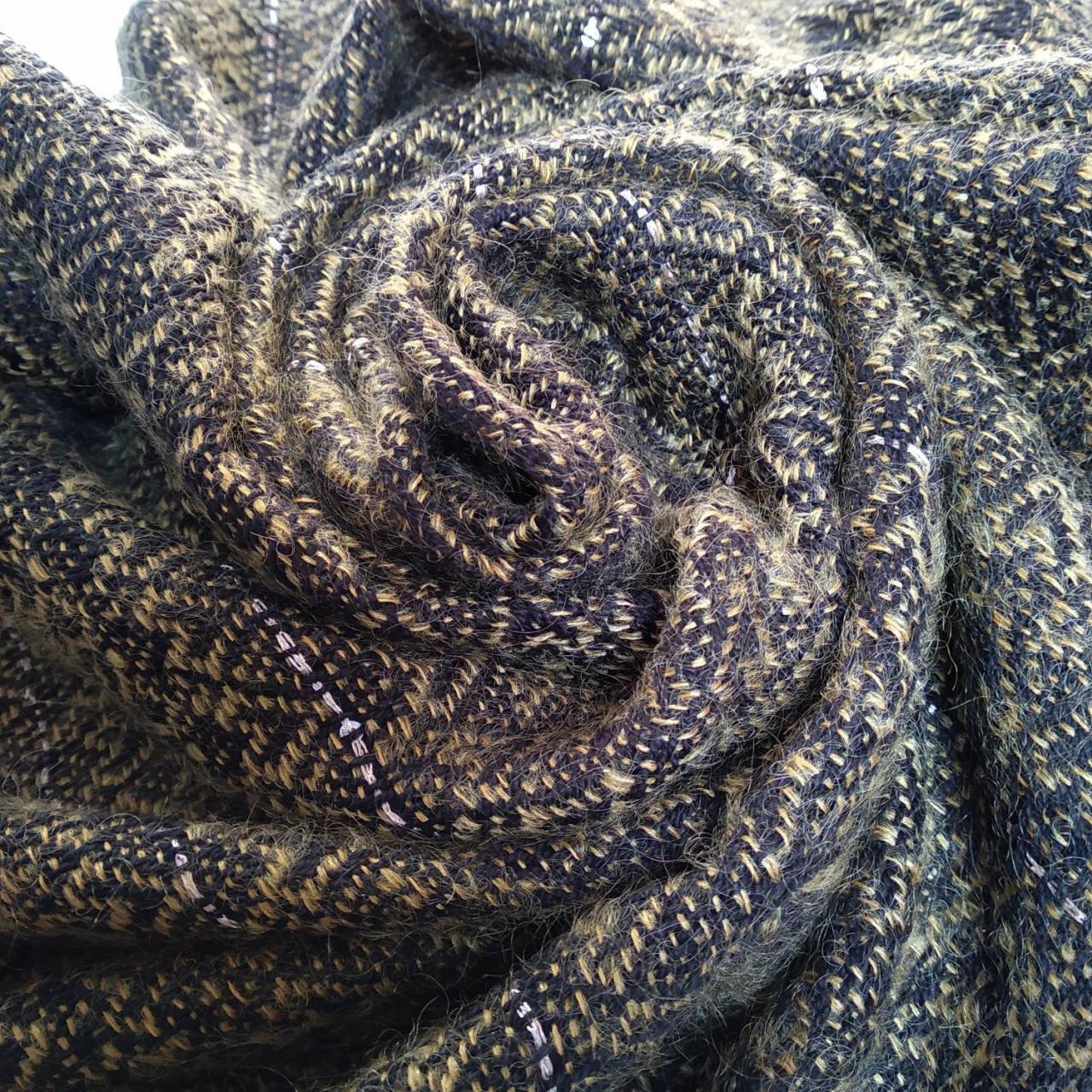 Handwoven evening shawl - golden and black - pailettes