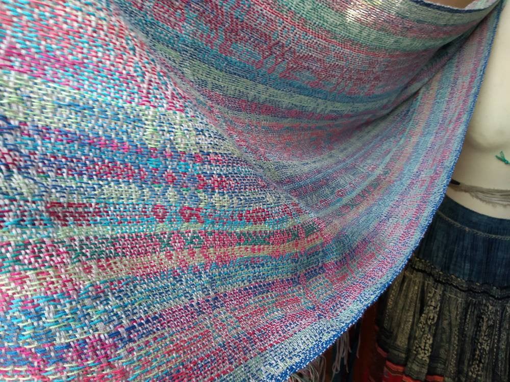 Handwoven shawl-Stole-Colorful scarf-hand dyed effect